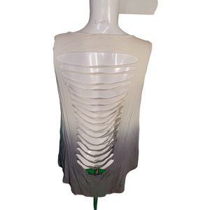 E Hanger M (Anthropologie) Distressed Ombre Cut Out Strappy Back Tank Top Sz M